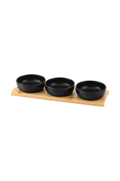 Zass Set of serving bowls on bamboo stand ZG-SB 05 Black
