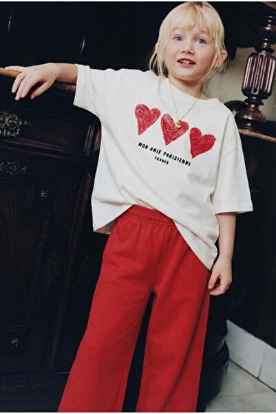 Little Miny Kids (5-14 سنة) طقم سفلي من القطن بنسبة 100% بتفاصيل قلب أحمر ويا...