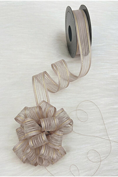 ZEYMERADE Panglică din șifon cu sclipici auriu, 2,5 cm, 20 m, pentru mireasă,...