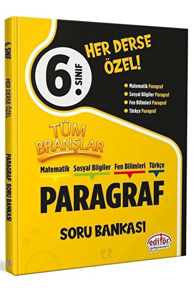 Editör Yayınevi Editör 6. Sınıf Tüm Branşlar Paragraf Soru Bankası Editör Yay...
