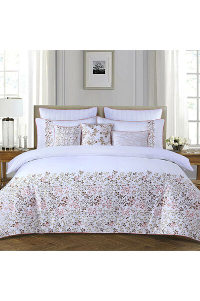 Orange Bed & Bath White Liwane | 100% Cotton Double Duvet Set, 11 Pieces