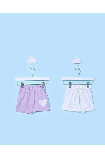 REDTAG Infant Girls Pink And White Printed Shorts (Pack of 2)