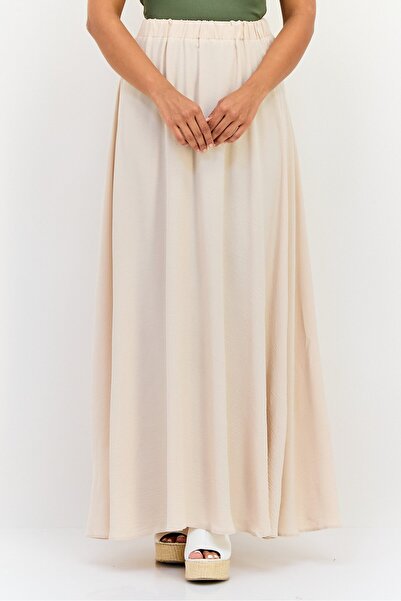 Ulyashova Women Solid Maxi Skirt, Beige