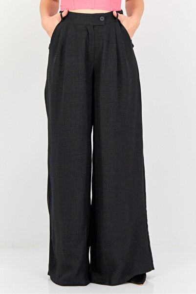 Ulyashova Women Regular Fit Heather Wide Leg Tapered Pants, Grey