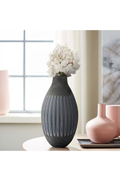 Sagebrook Home مزهرية زجاجية مضلعة مقاس 17 بوصة، لون أزرق/رمادي