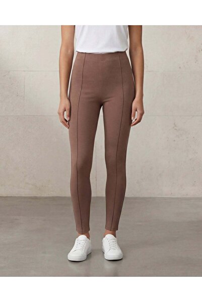 REDTAG Women Beige Solid Ponte Leggings