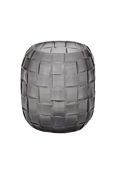 Sagebrook Home مزهرية زجاجية من جوردان، بنقشة منسوج ، رمادية