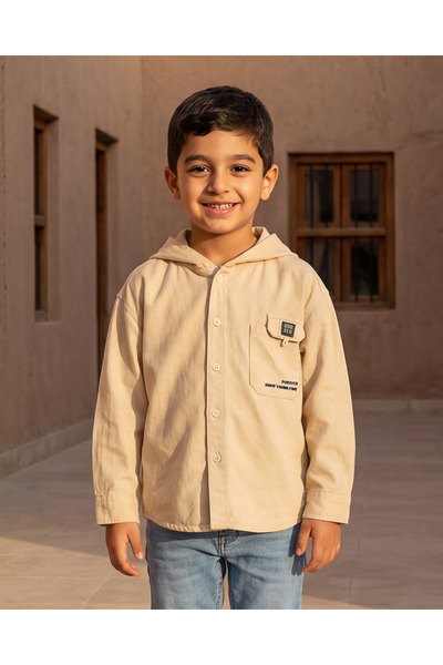 REDTAG قميص بغطاء رأس بيج اللون للأولاد