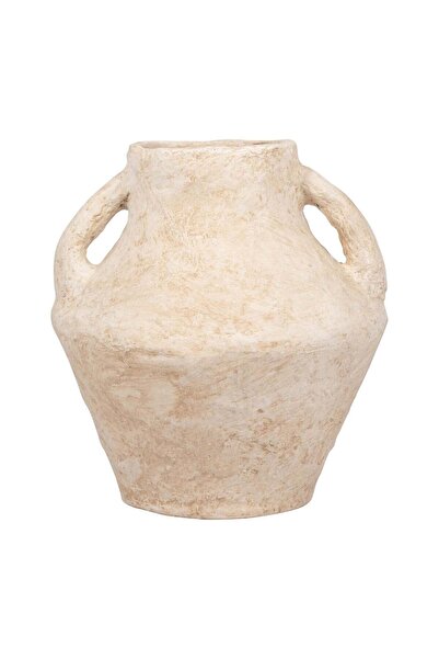 Sagebrook Home PAPER MACHE, VASE WITH HANDLES, WHITE