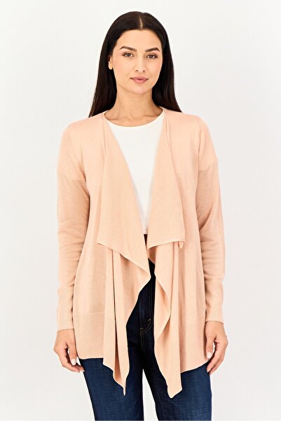 Amara Reya Women Split Neck Knitted Cardigan, Peach