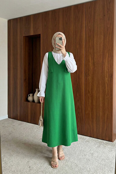 MODAQU Shoulder Lace Detailed Plain Dabl Jile - Forest Green