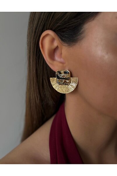 AychaAksesuar Vip Series Imported Fan Model Brown Earrings