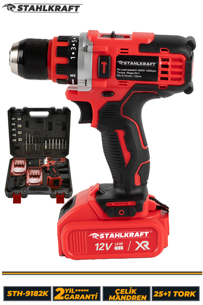STAHLKRAFT ÇİFT AKÜLÜ ÇELİK MANDREN VİDALAMA MATKAP