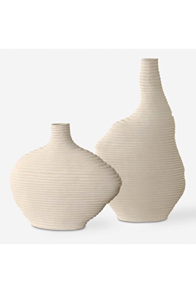 UTTERMOST Duostacked Matte White Vases, S/2