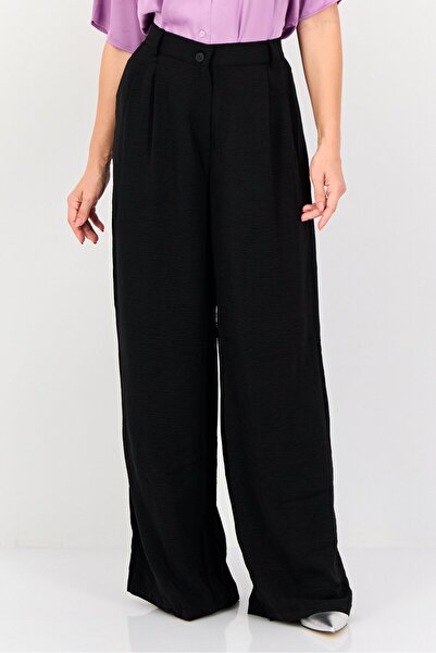 Ulyashova Women Regular Fit Solid Palazzo Pants, Black