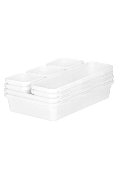 zola Organizator de sertare, 8 cutii independente, înălțime 5 cm, alb