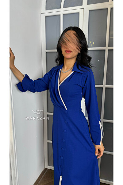 Warazan Soft midi evening dress with silver rhinestones