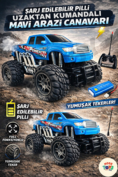 kosetoys Uzaktan Kumandalı Off Road Arazi Araba 27 MHz / 4x2 / Mavi