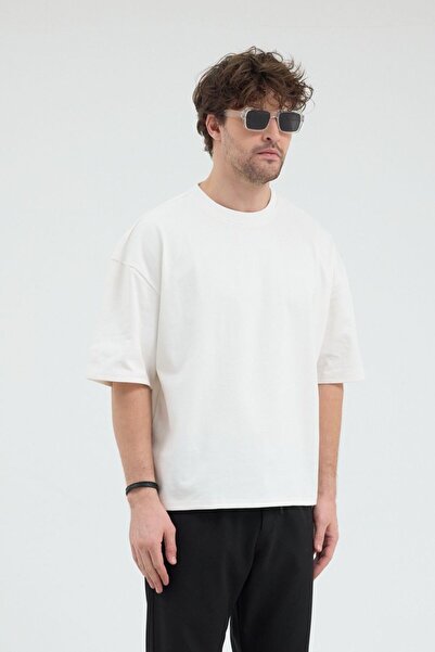 gothamvibes Erkek Chill Boxy Premium Krem T-Shirt