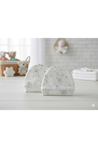 Miniday Baby Newborn Set of 2 Baby Hat Set 100% Cotton