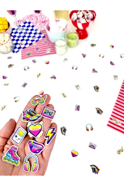Flu Party Back to the 80's - Neon Retro 80's Themed Mini Table Confetti