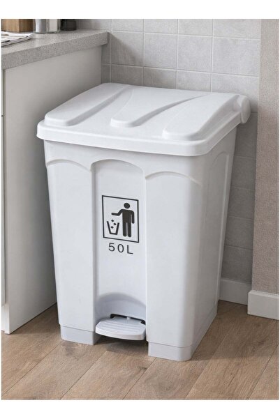 ALQANNAS 50L Plastic Pedal Trash Can with Lid, Heavy-Duty Plastic Garbage Bin...