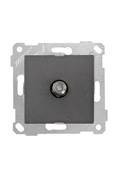 Mutlusan Mekanik Tuş TV Prizi F Dişi Antrasit Renk Çerçevesiz