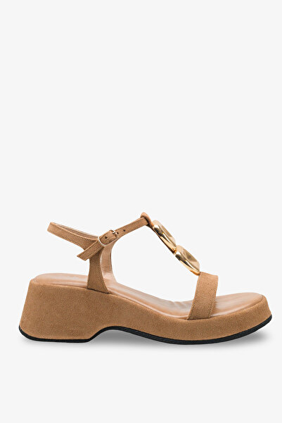 İNNABUTİKK Wesly Women's Accessory Wedge Sandals - Mink Suede