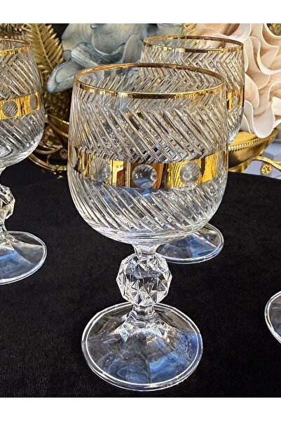 LOKMAN ZÜCCACİYE SHOWROOM 6-Piece Bohemia Crystal 150 ml Special Design Cutti...