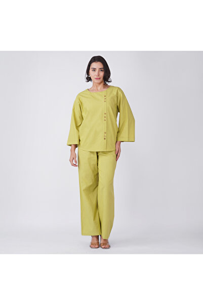 LINELLE Mustard Green Cotton Poplin Co-Ord Set