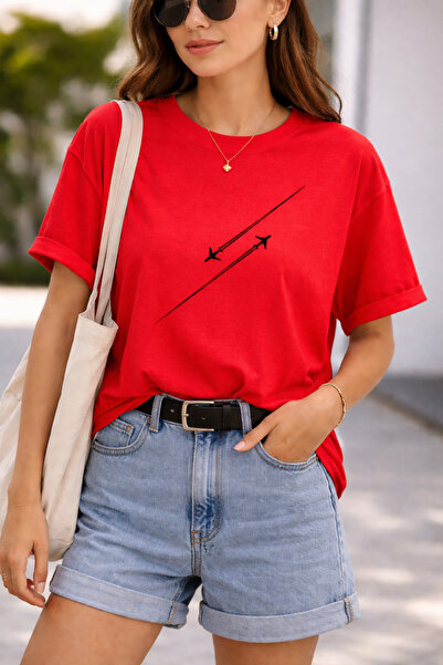 ArtYus Jet Airplane Printed Cotton Relaxed Fit Round Neck Unisex T-Shirt