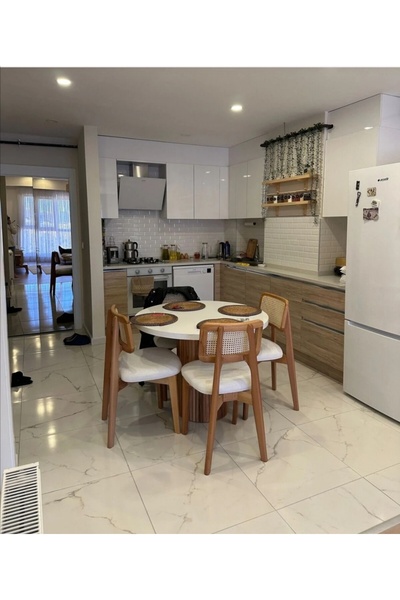 Has Grup Masa Sandalye Yuvarlak Ahşap Masa Takımı Bohem 4 Kişilik Mutfak Masa...