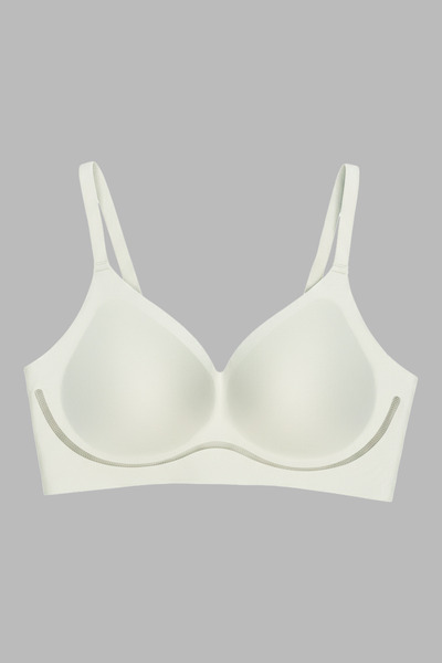 Cottonhill Seamless Bra - Air |   Cream Laser Cut Seamless Wave Stripe Detail...