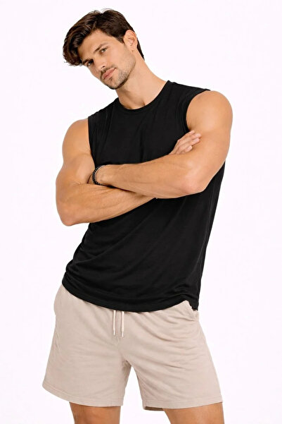 BLACK MODBLACK Roselight Men's Sleeveless Tank Top, Crew Neck, Oversize Basic...