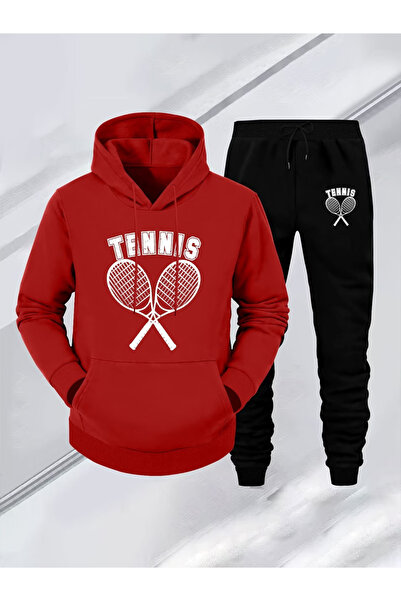 Rayan & Hoor Style Tennis Printed Hooded Tracksuit - Hooded Sweatshirt Top an...