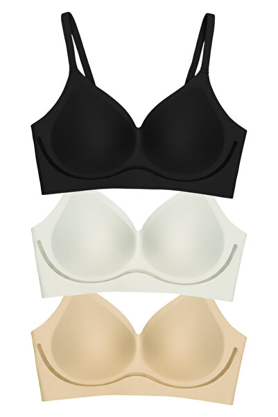 Cottonhill Seamless Bra - Air |   Laser Cut Seamless Wave Stripe Detailed Wom...