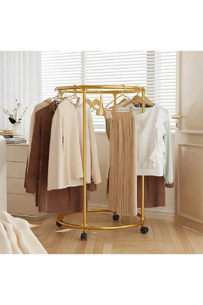 OEM Round Stainless Steel Clothes Rack, 130 cm, with Swivel Wheels, 40 kg Cap...
