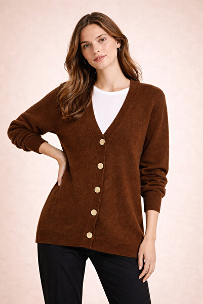 FERHEL V-Neck Buttoned Knitwear Cardigan Soft Textured Casual Stylish Women's...