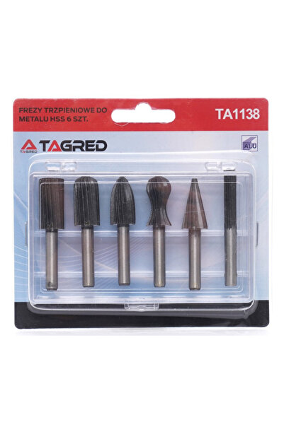 Tagred Professional Metal milling cutter set, biaxial, Tagred, HSS, 6 mm, 6 p...