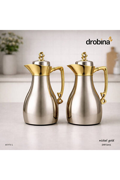 drobina Elegant tea and coffee thermos set from Drobina, nickel gold, 1 liter...