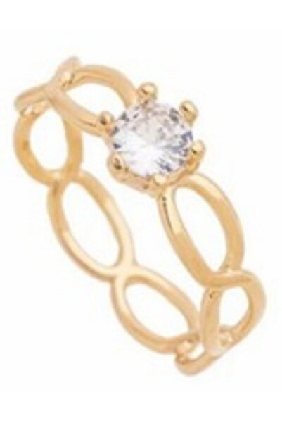 Generic خاتم من الفضة الإسترليني عيار 925 مطلي بالذهب عيار 18 قيراطاً للنساء