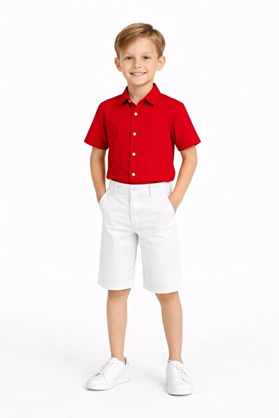 Nacar 23 Nisan 29 Ekim Gösteri Kıyafeti Erkek Çocuk Gömlekli Beyaz Şortlu Şık...