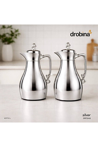 drobina Elegant Tea and Coffee Thermos Set from Drobina, Silver, 1 Liter - 0....