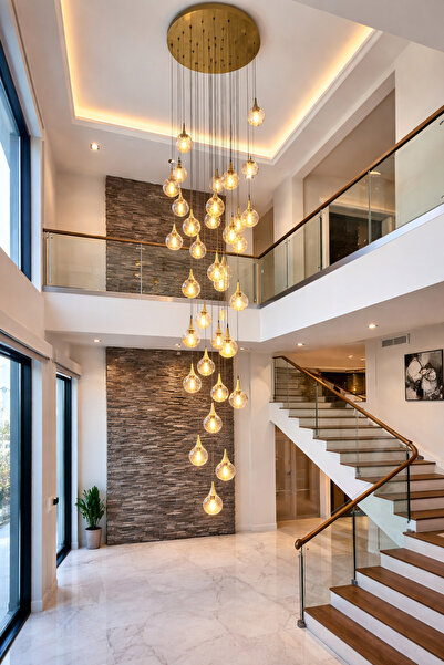 TREND KAFKAS 1000LİK STATİK GOLD 30 GLOP CAMLI GALERİ BOŞLUĞU MODERN SARKIT A...