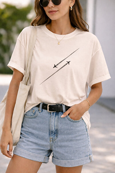 ArtYus Jet Airplane Printed Cotton Relaxed Fit Round Neck Unisex T-Shirt