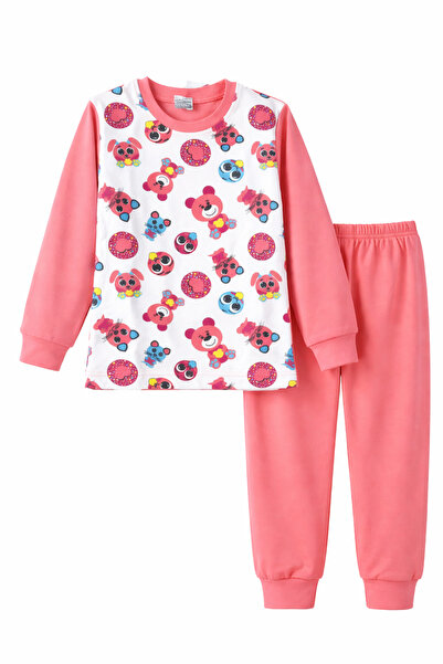 REMSA Girl's Cotton Patterned Pajama Set 6068-08 Coral