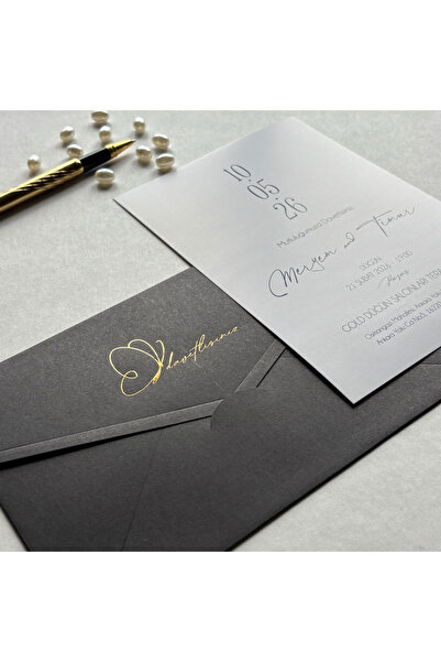 Luna Davetiye Yatay Düğün Davetiyesi 50 Adet