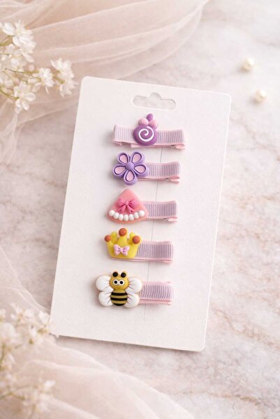 LİNACO Pink Mini Mixed 5-Piece Children's Buckle Set