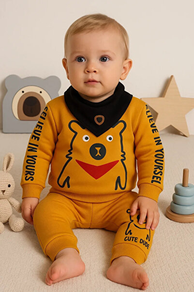 DMR Elegance 3-Piece Baby Boy Set with Playful Eyes and Scarf