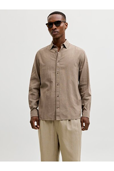 Jack & Jones JJESUMMER Cămașă din amestec de in cu mânecă lungă SN Falcon